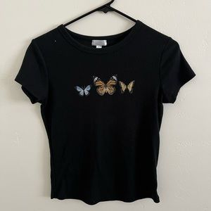 Butterfly Semi-cropped T-shirt